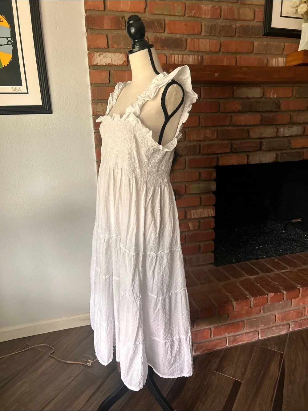Hill House Home Ellie Nap Dress in White Swiss Dot Sz M - Picture 6 of 10